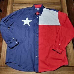 Texas Cotton LS Full Button Texas Flag Shirt - Size XL- XLong